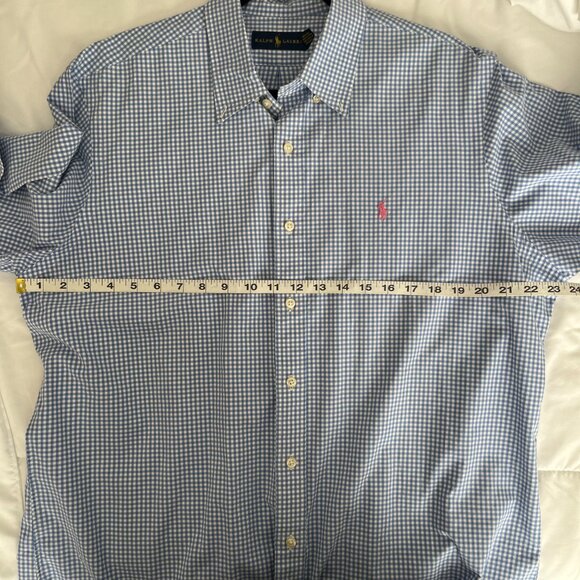 Ralph Lauren Polo Mens Button Shirt Gingham Check Blue Pony Preppy Sz XL - Picture 3 of 7
